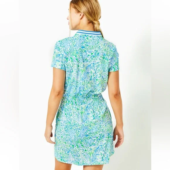 Lilly Pulitzer Love Luxletic Dress Hydra Blue Dandy Lions - Picture 2 of 9